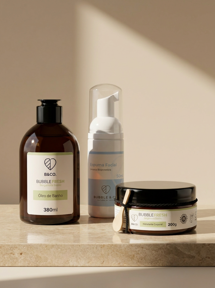 Kit Óleo de Banho + Espuma Facial + Hidratante (Escolha a linha)